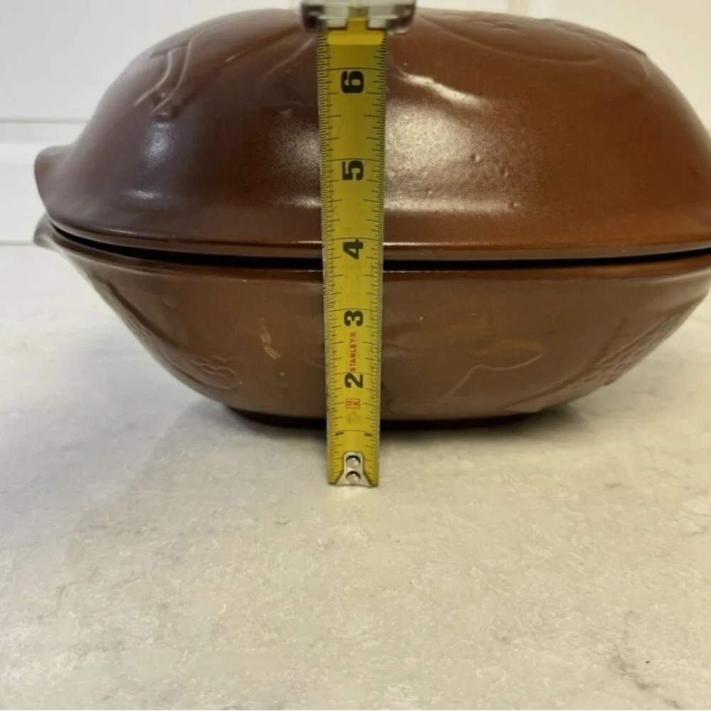 Vintage Glazed Terra Cotta Clay Baking Oven w/ Lid Chicken Fish Beef 12